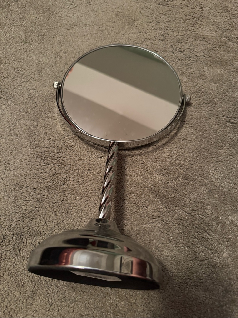 Chrome Double-Sided Twisted-Handle Vanity Mirror - Silver
